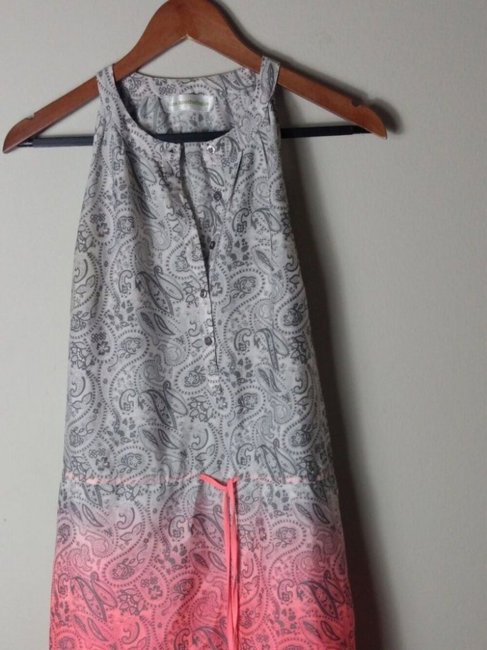 Luxe Apothetique M Summer Sleeveless Dress in Gray Highlighter Pink